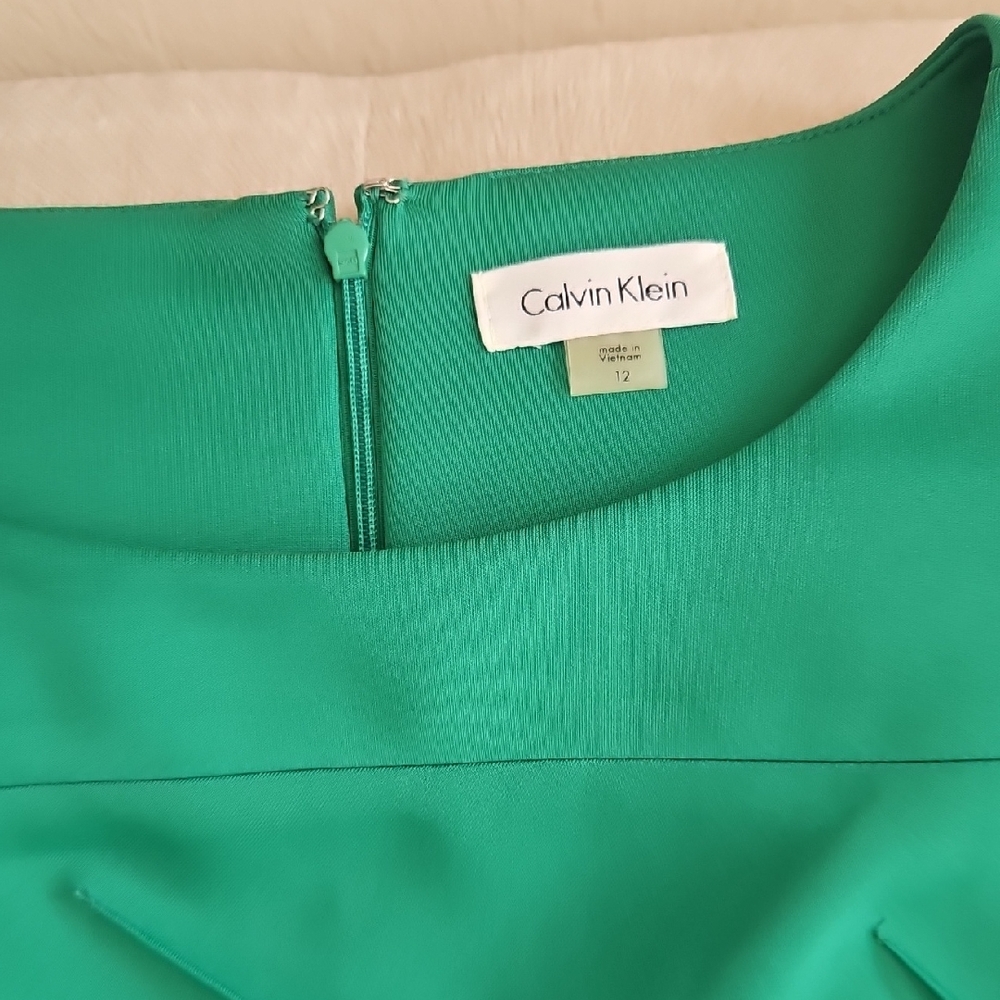 Calvin Klein Emerald Green Sleeveless Midi Sheath Dress - Picture 2 of 6